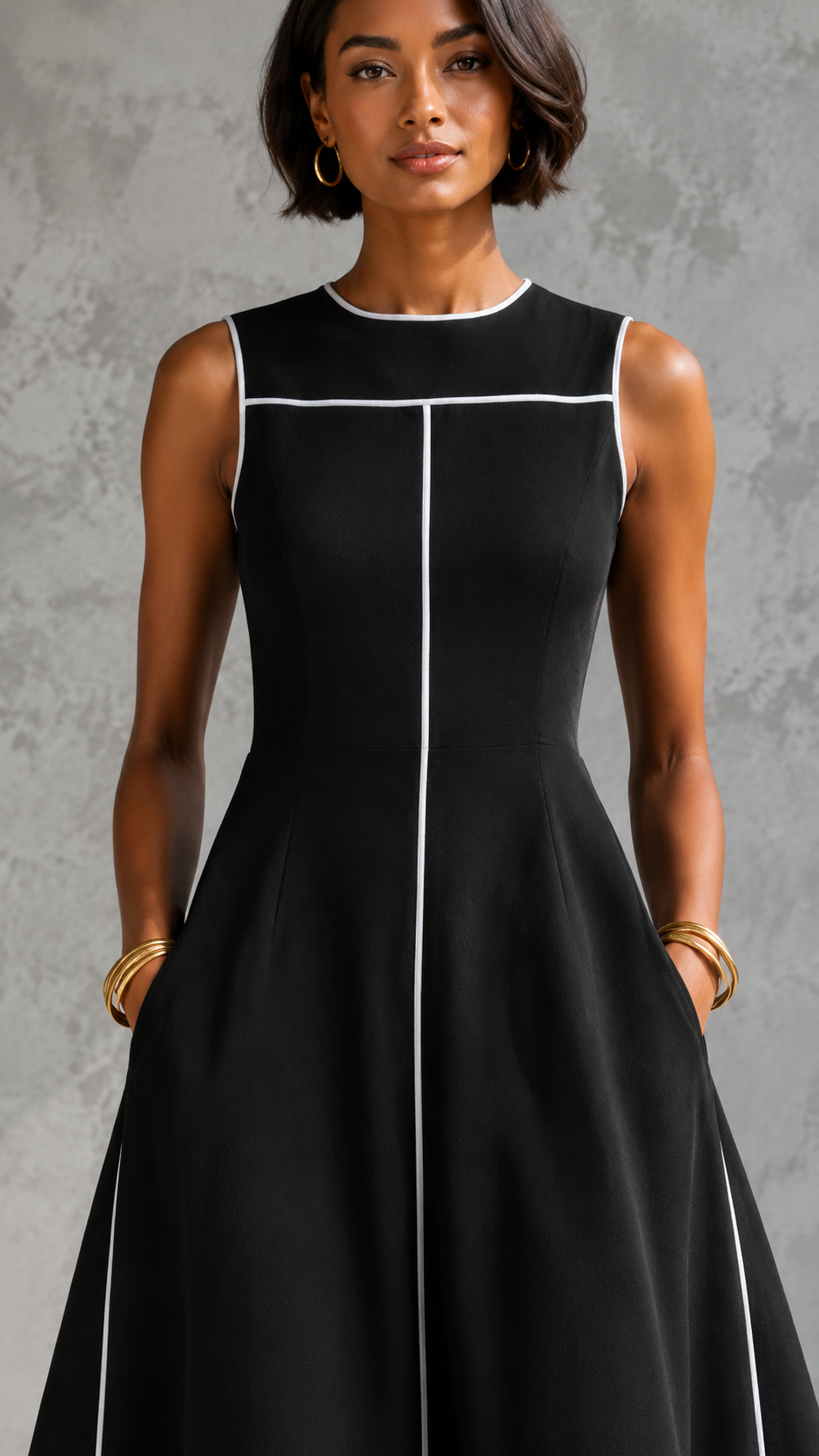 Monroe Contrast Trim Midi Dress