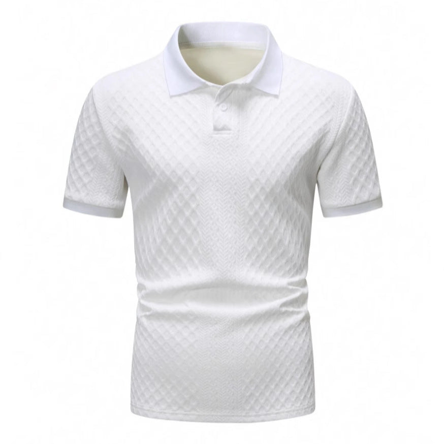 Mens Casual Jacquard Short-sleeve Polo T-shirt