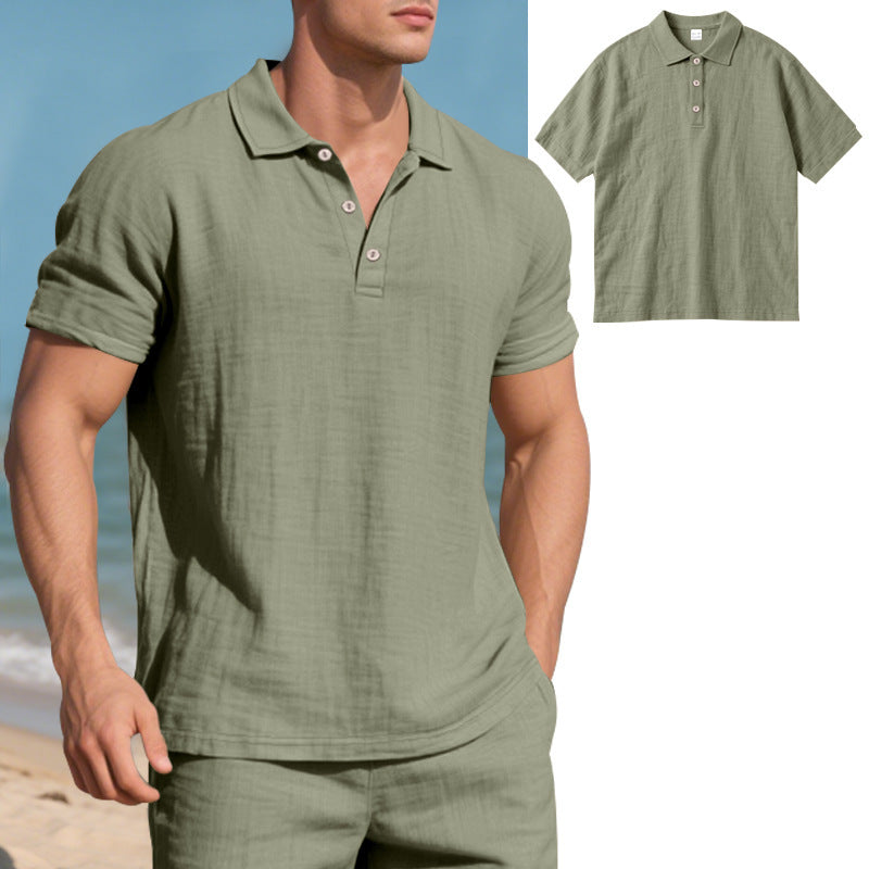 Breathable Linen Casual Short-Sleeve Polo Shirt