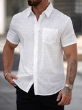 Mens Short-sleeve Cotton Shirt With A Pocket