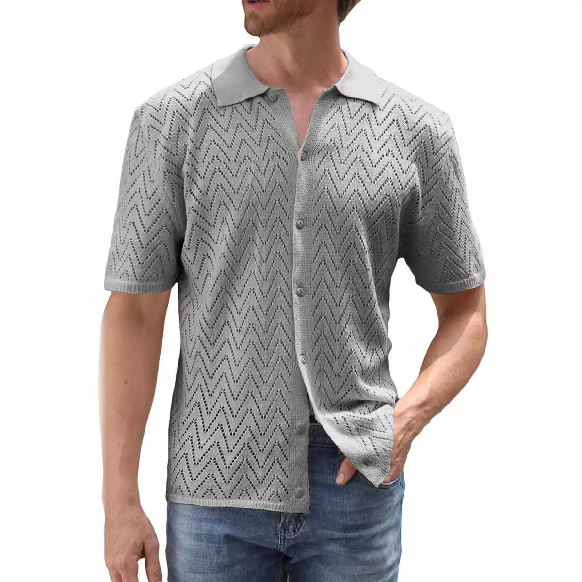 Summer New Men's Hollowed Leisure Shirt
