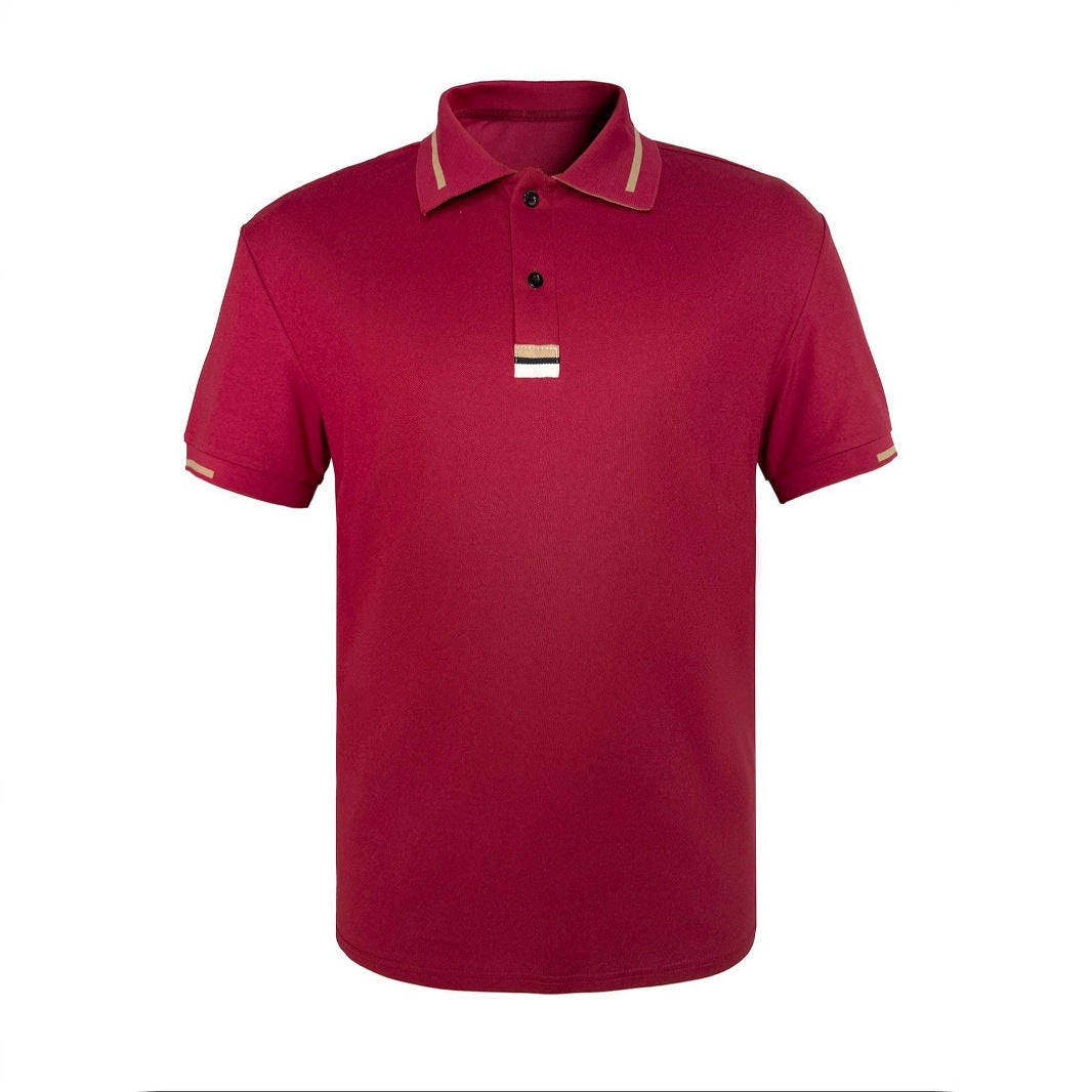 Mens Casual Short-sleeve Polo Shirt With A Turn-down Collar