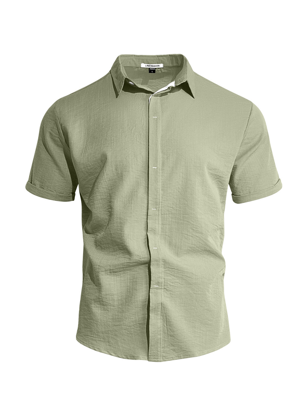 Mens Solid-color Short-sleeve Lapel Shirt