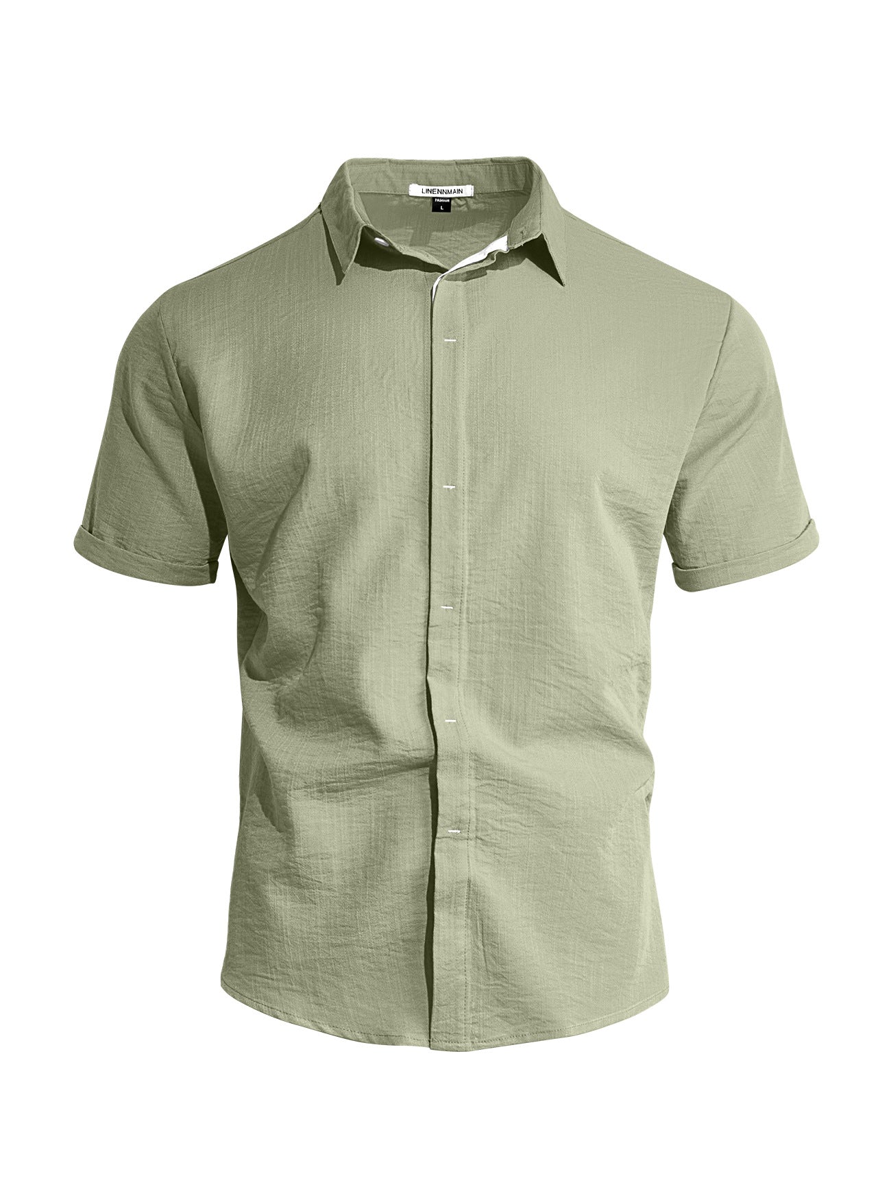 Mens Solid-color Short-sleeve Lapel Shirt