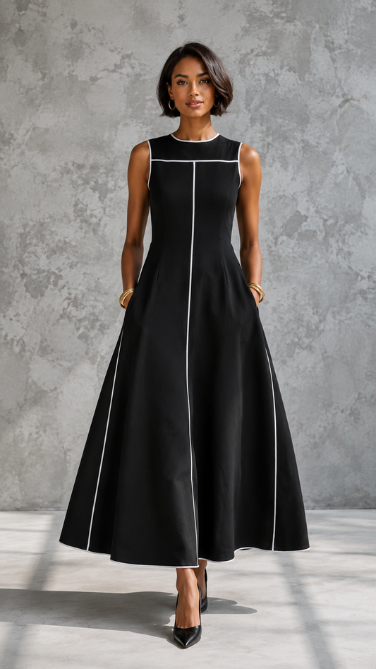 Monroe Contrast Trim Midi Dress