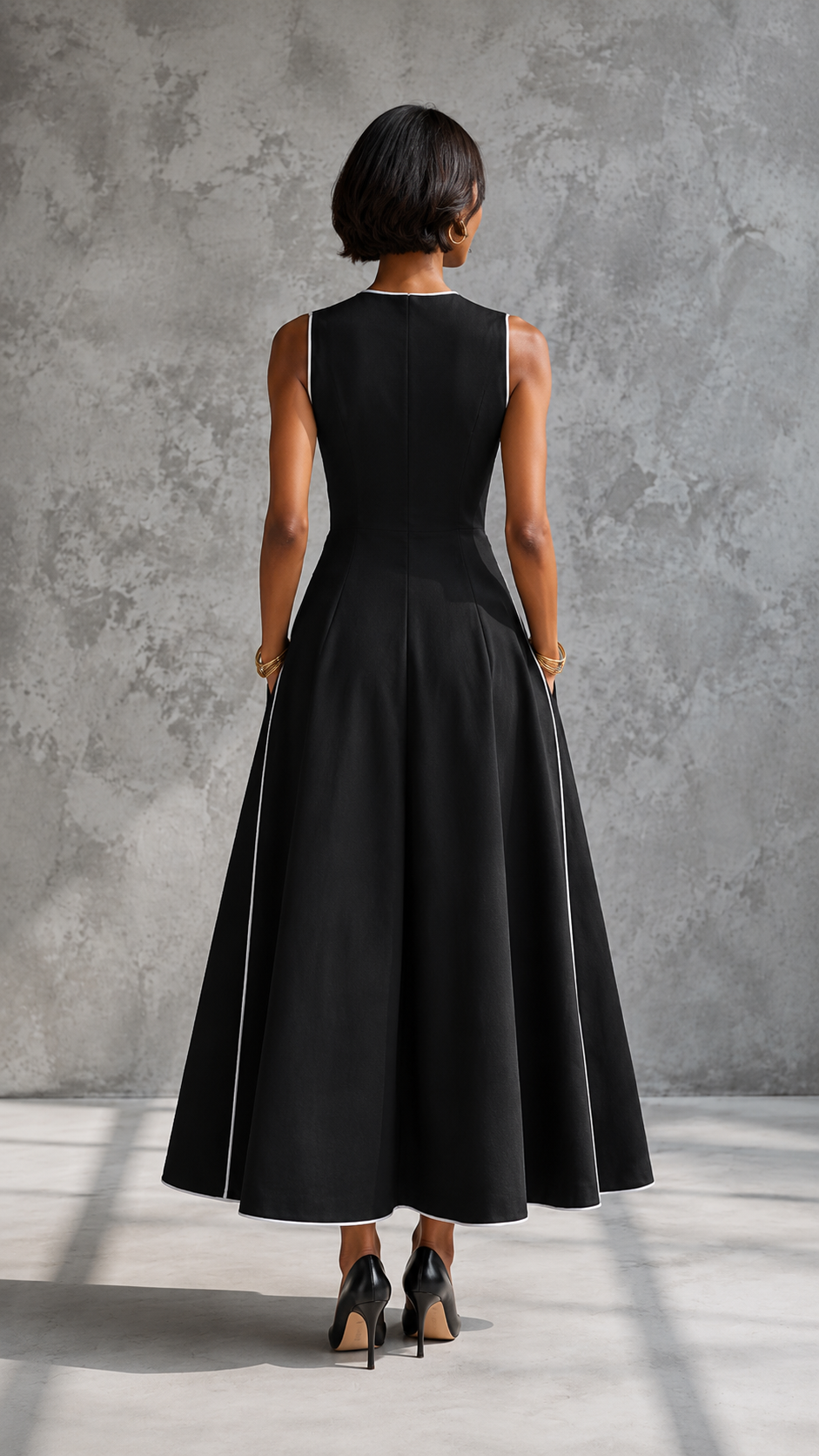Monroe Contrast Trim Midi Dress