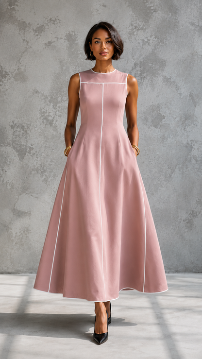 Monroe Contrast Trim Midi Dress