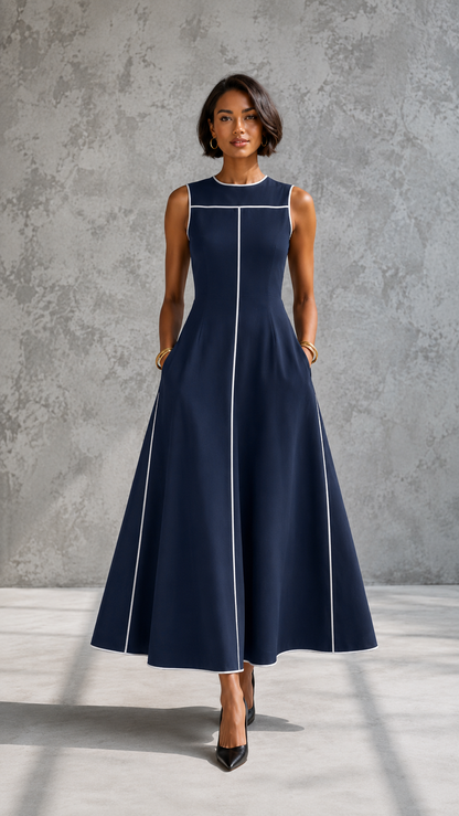 Monroe Contrast Trim Midi Dress