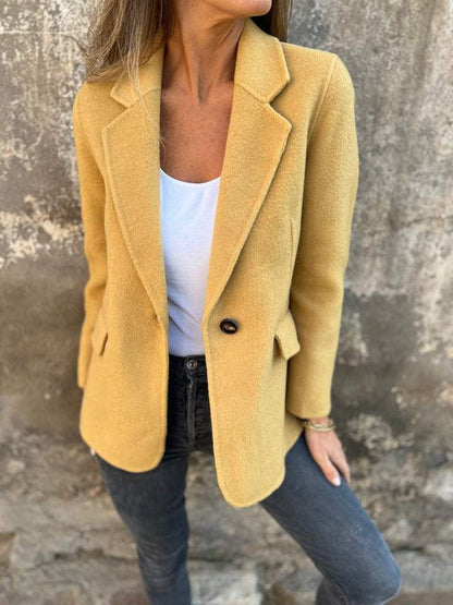 Ins Button Lapel Short Blazer Winter Fashion Commuter Jacket Outwear Women's Clothing