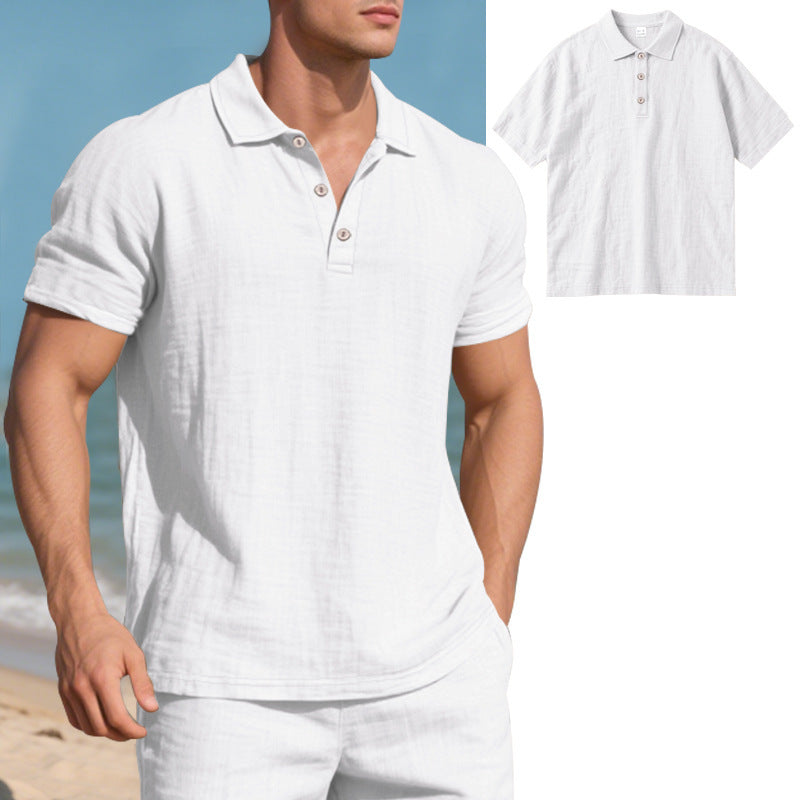 Breathable Linen Casual Short-Sleeve Polo Shirt