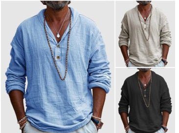 Retro Cotton And Linen Casual Long-sleeved Shirt