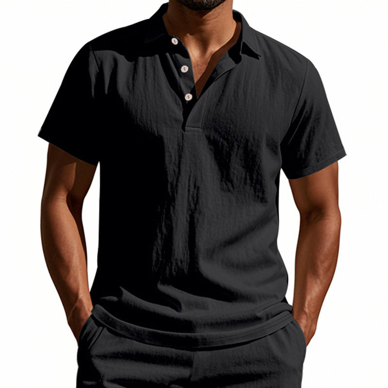 Breathable Linen Casual Short-Sleeve Polo Shirt
