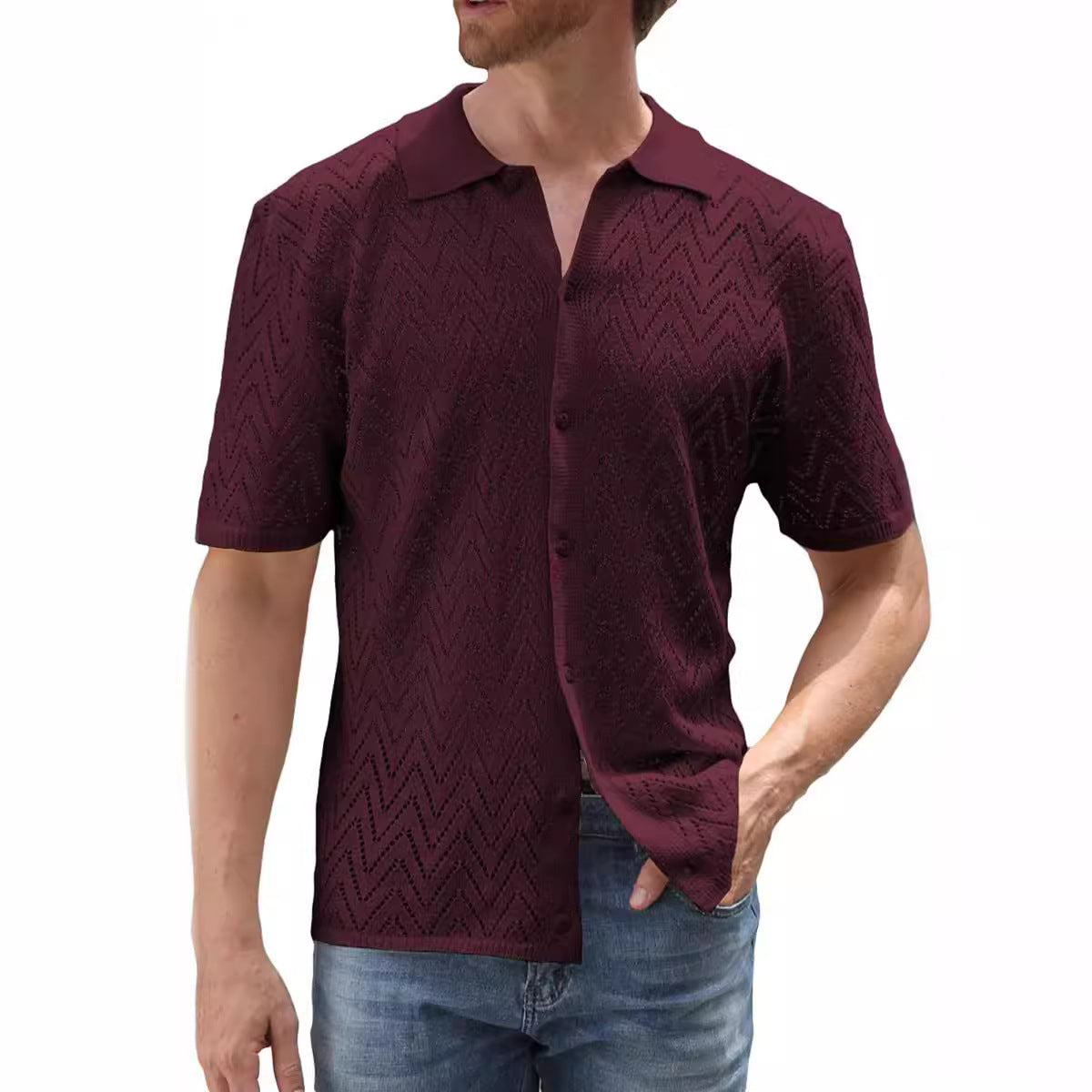 Summer New Men's Hollowed Leisure Shirt