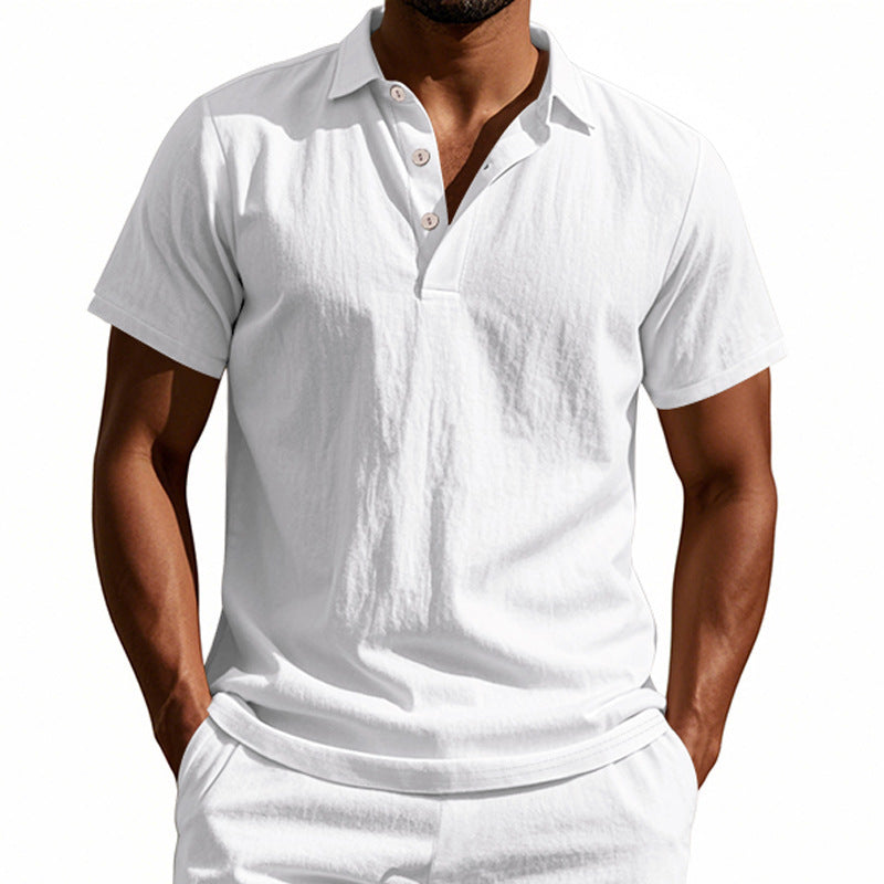 Breathable Linen Casual Short-Sleeve Polo Shirt