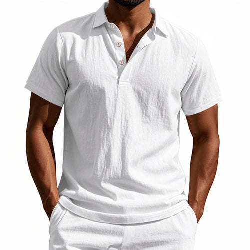 Breathable Linen Casual Short-Sleeve Polo Shirt